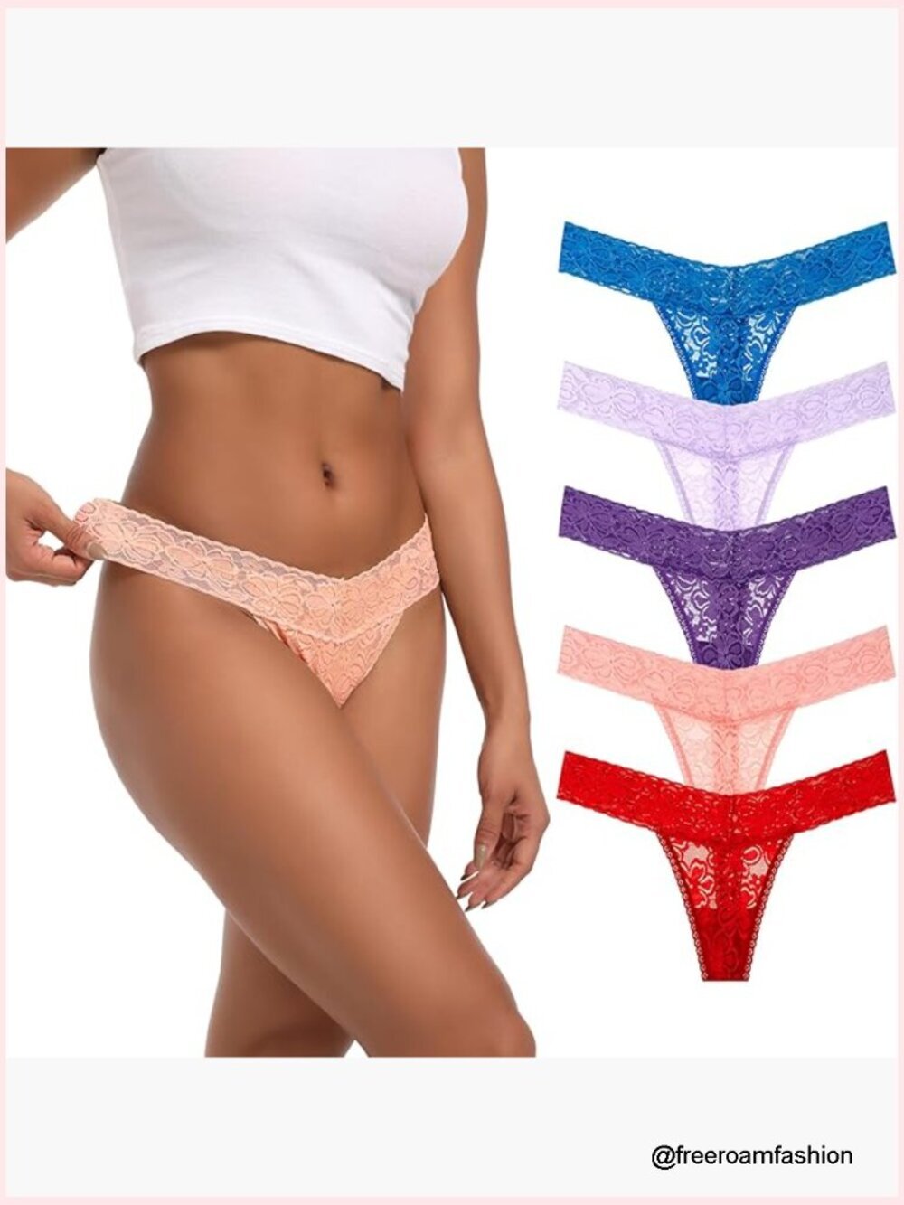 High Rise Tummy Control Thong Panties Lace Cotton G-String Size XS-4XL